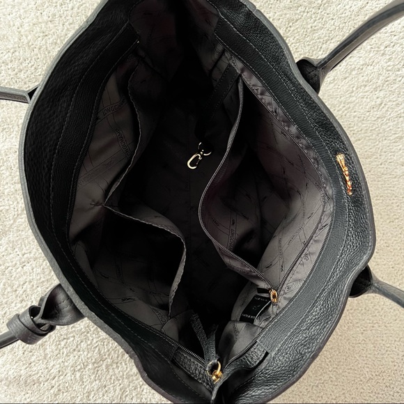 Longchamp Penelope Leather Tote Bag Purse Black Large Overnighter made in France - Picture 10 of 16